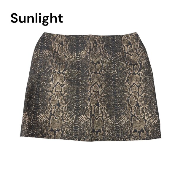 GIANNI BINI Snake Print Metallic Cotton-Blend Pencil Skirt Zip Closure Womens 12 - Picture 1 of 11